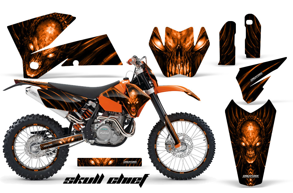 KTM C4 Graphics Kit Skull Chief Orange OB NP Rims